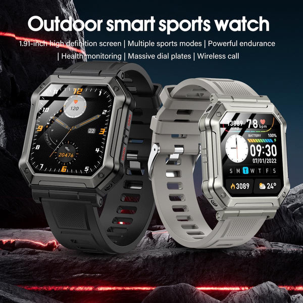 Advanced Military Smartwatch for Men 2023 - Make/Answer Calls, 1.91" HD Display, Tactical Outdoor Sports, Heart Rate Sleep Monitor - iPhone and Android Compatible (Limited to Silicone Strap)